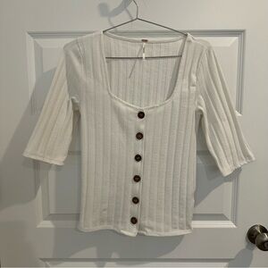 Free People Central Park Ribbed Cardigan Top